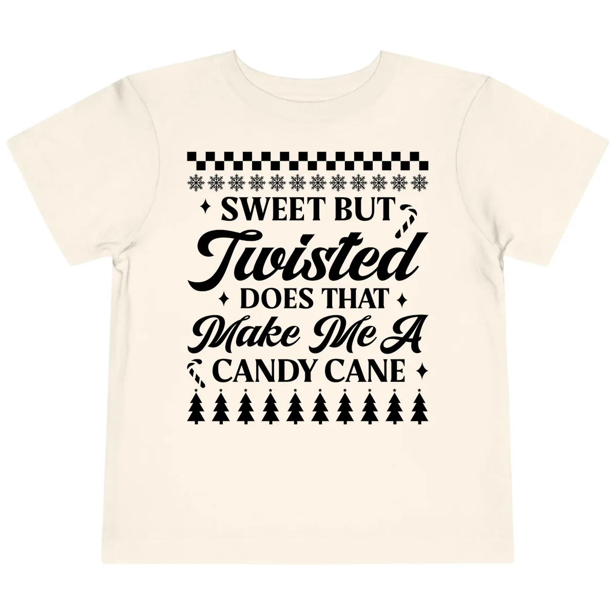 Sweet But Twisted Candy Cane Toddler T-Shirt in Natural