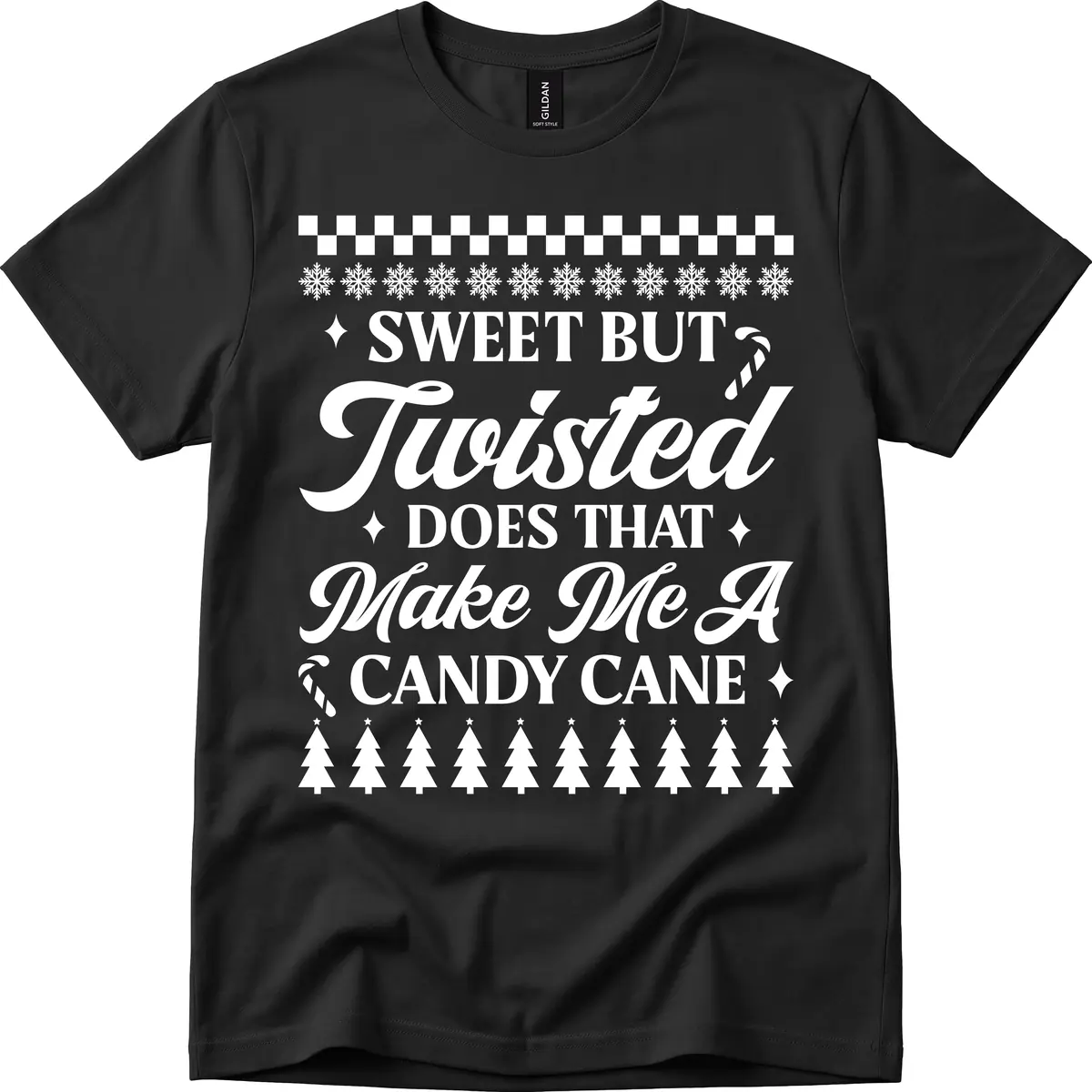 Sweet But Twisted Candy Cane T-Shirt in Black