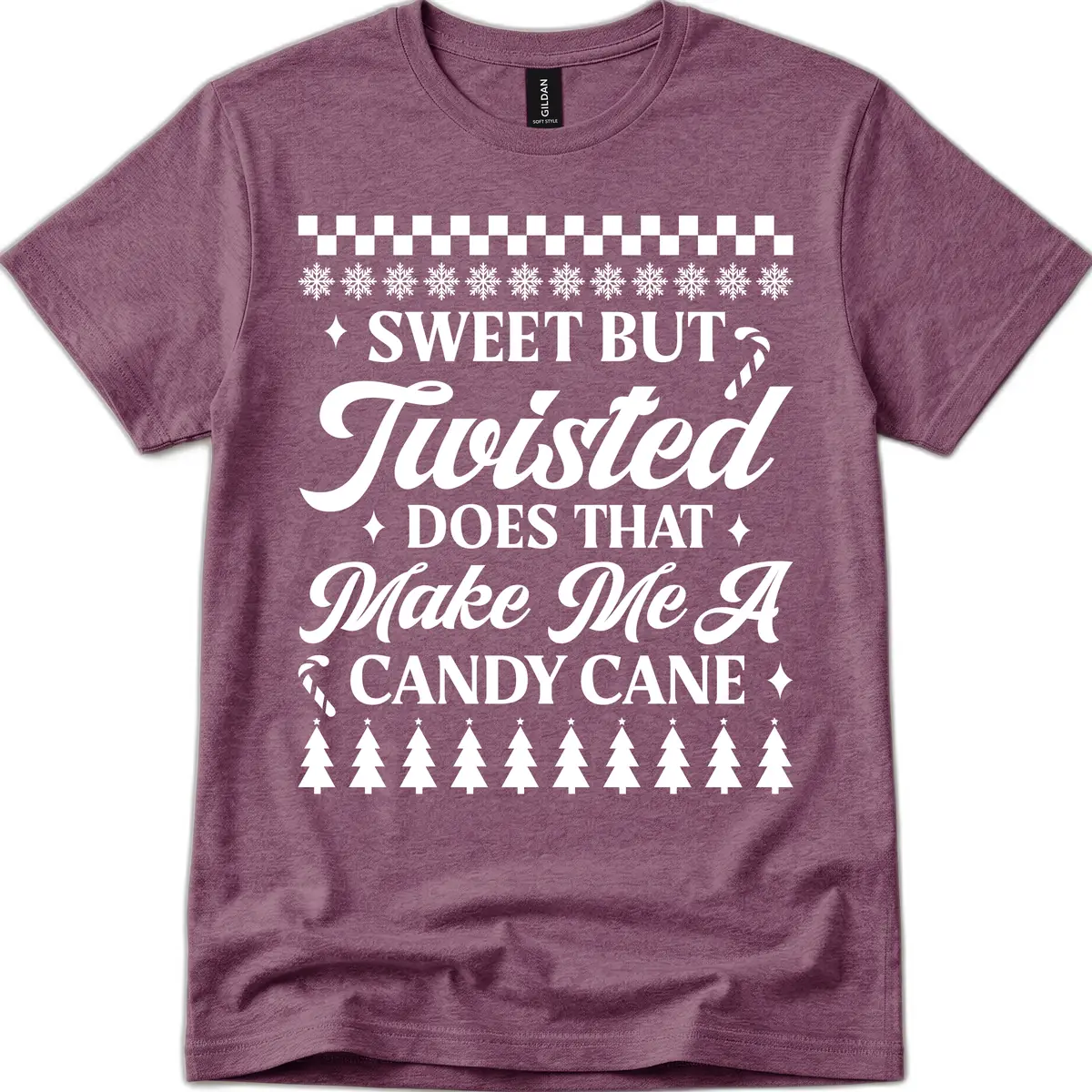 Sweet But Twisted Candy Cane T-Shirt in Heather Maroon
