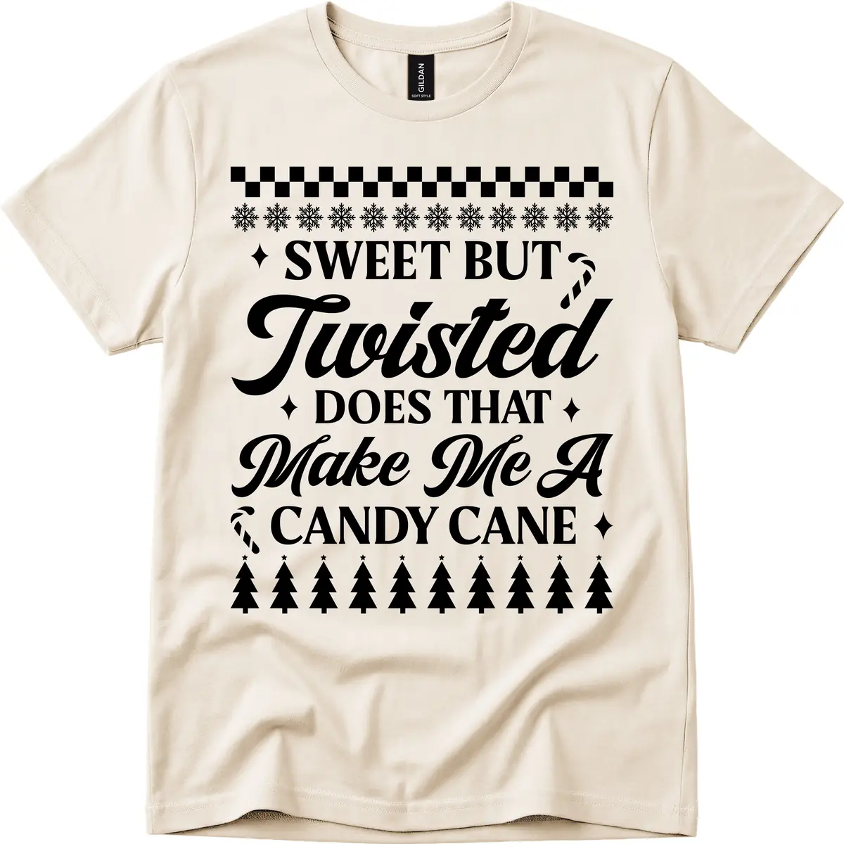 Sweet But Twisted Candy Cane T-Shirt in Natural