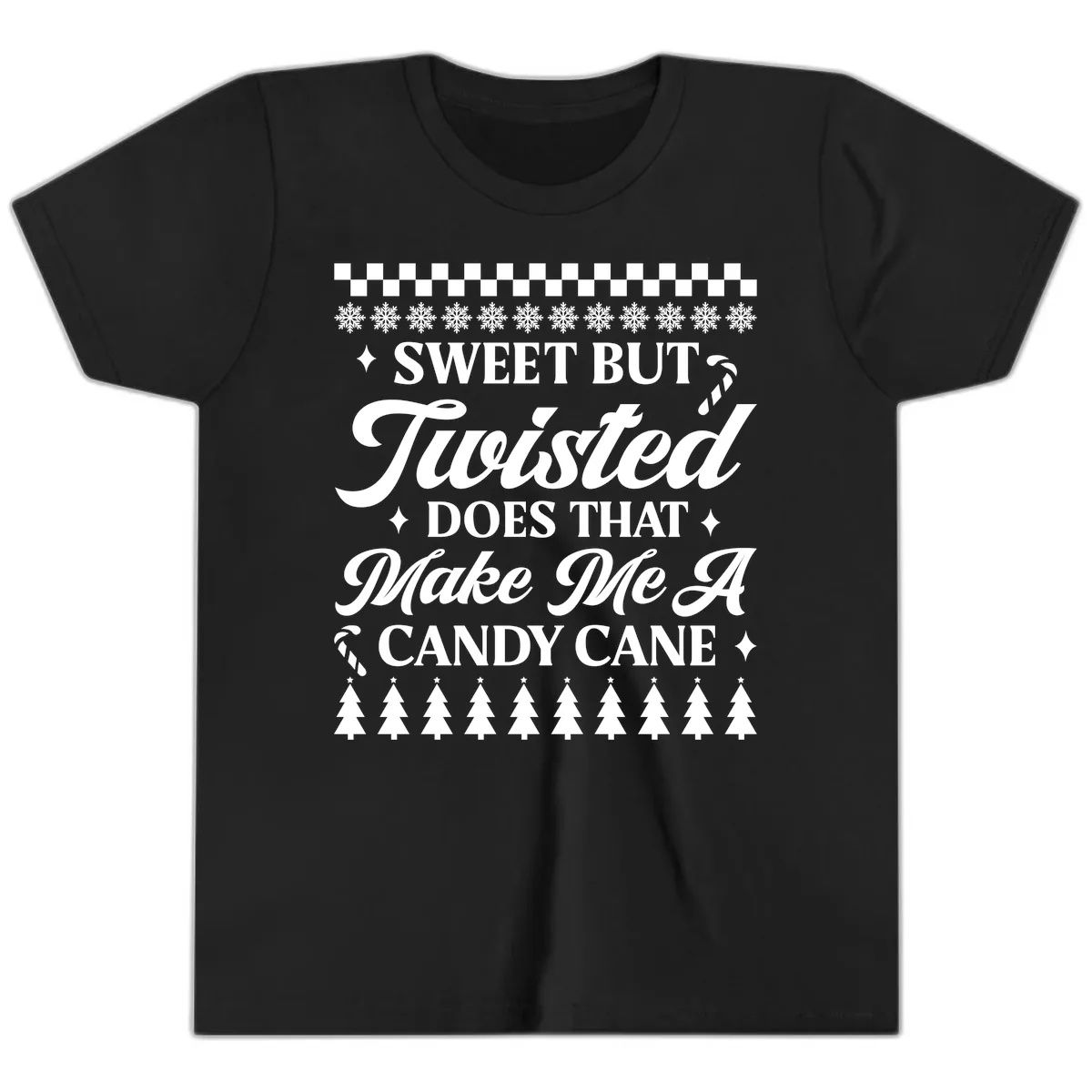 Sweet But Twisted Candy Cane Youth T-Shirt in Black