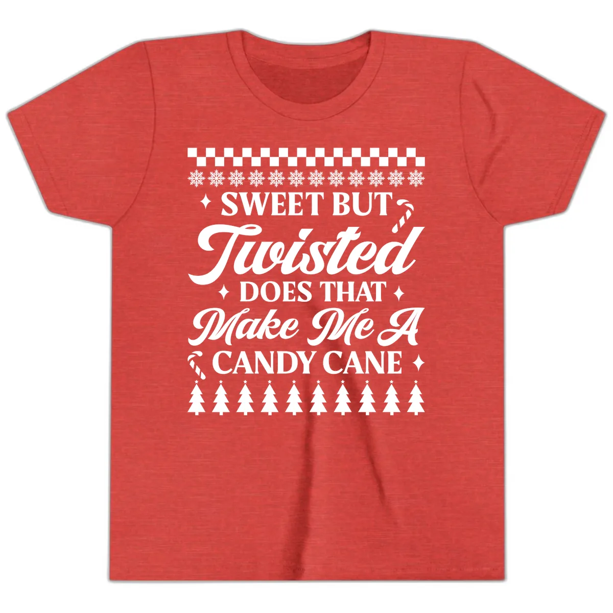 Sweet But Twisted Candy Cane Youth T-Shirt in Heather Red