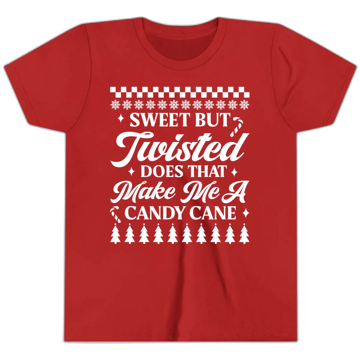 Sweet But Twisted Candy Cane Youth T-Shirt in Red