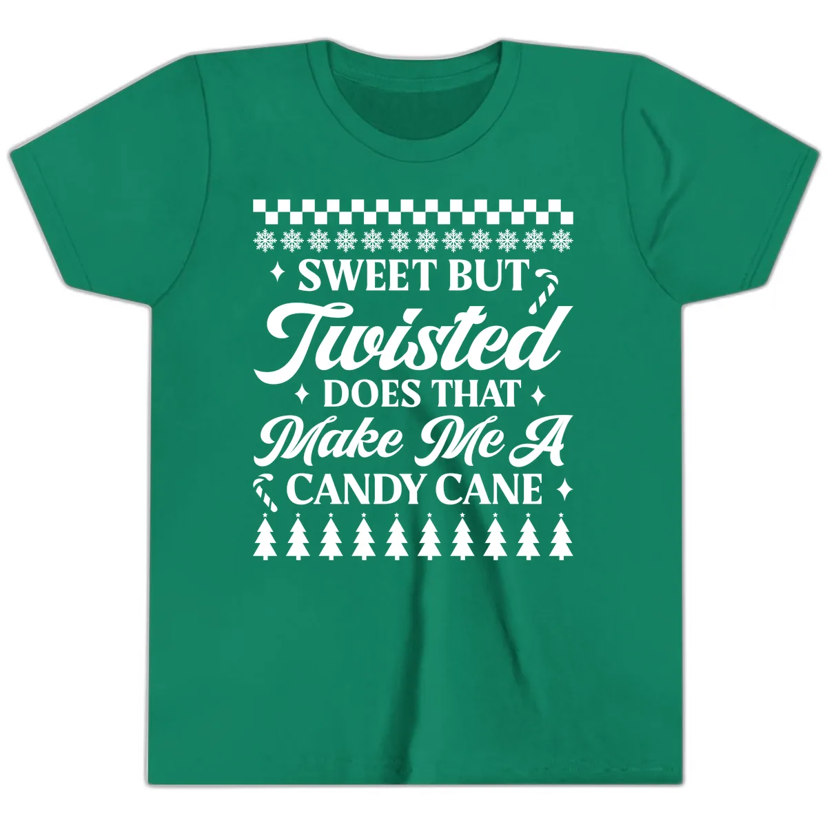 Sweet But Twisted Candy Cane Youth T-Shirt in Kelly