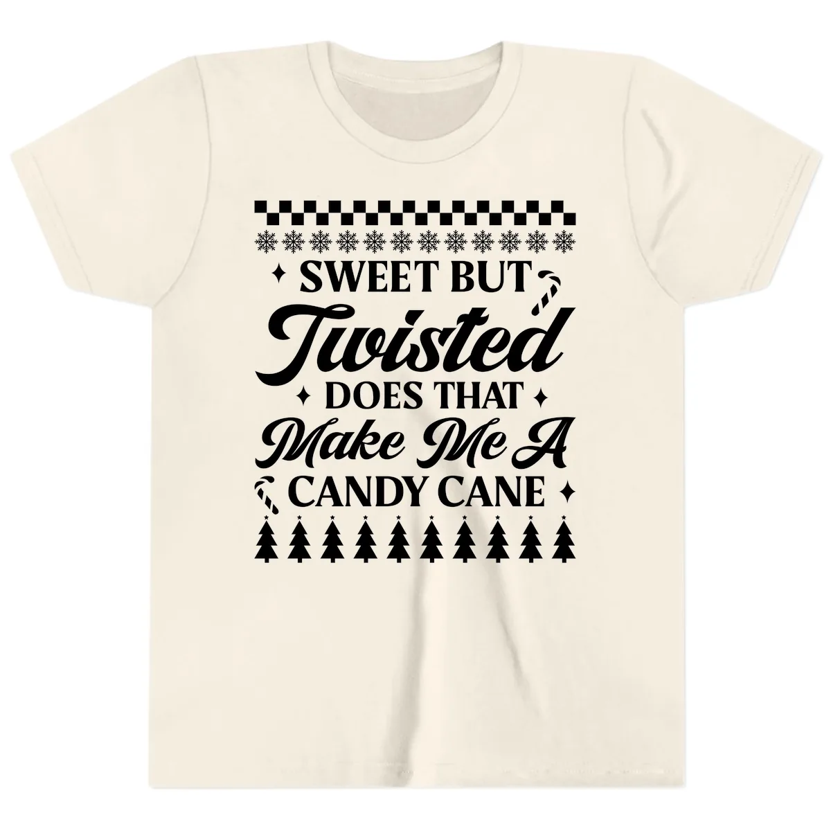 Sweet But Twisted Candy Cane Youth T-Shirt in Natural