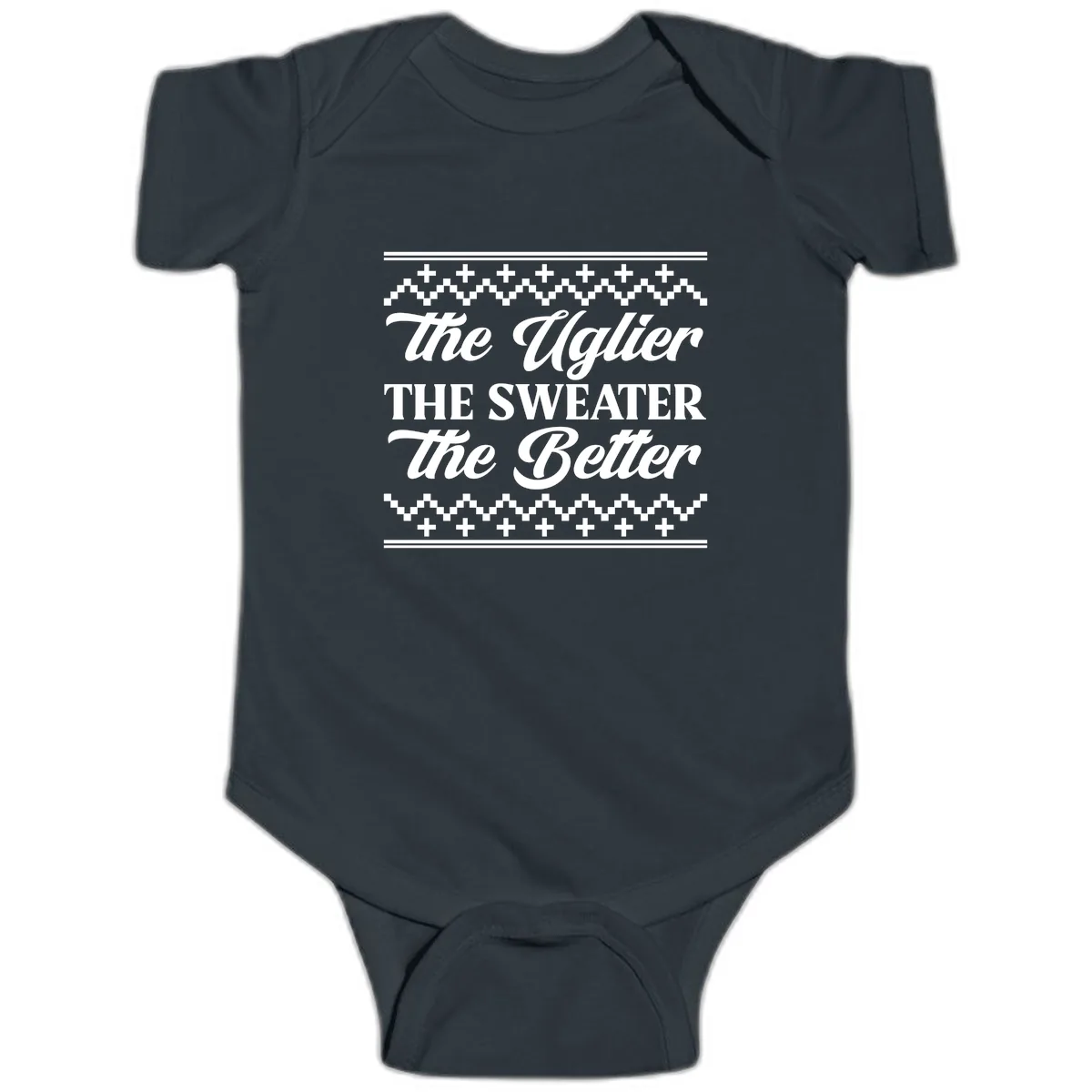 The Uglier The Sweater The Better Baby Onesie in Black