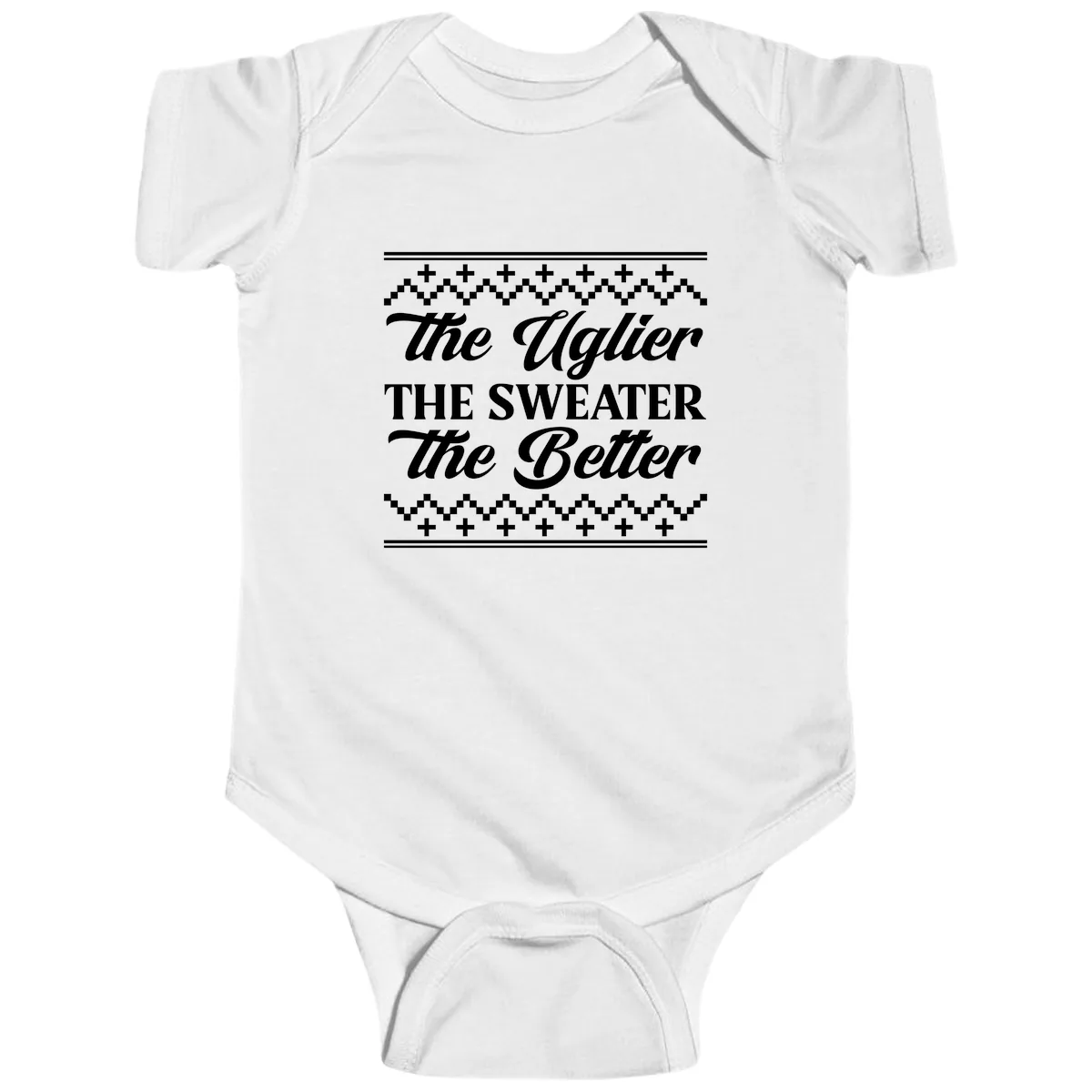 The Uglier The Sweater The Better Baby Onesie in White