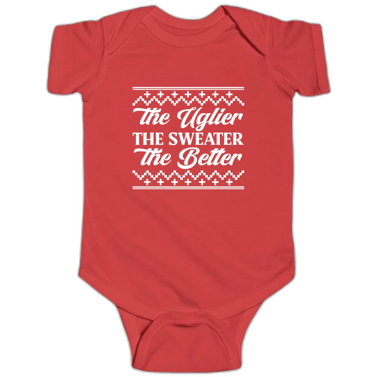 The Uglier The Sweater The Better Baby Onesie in Red