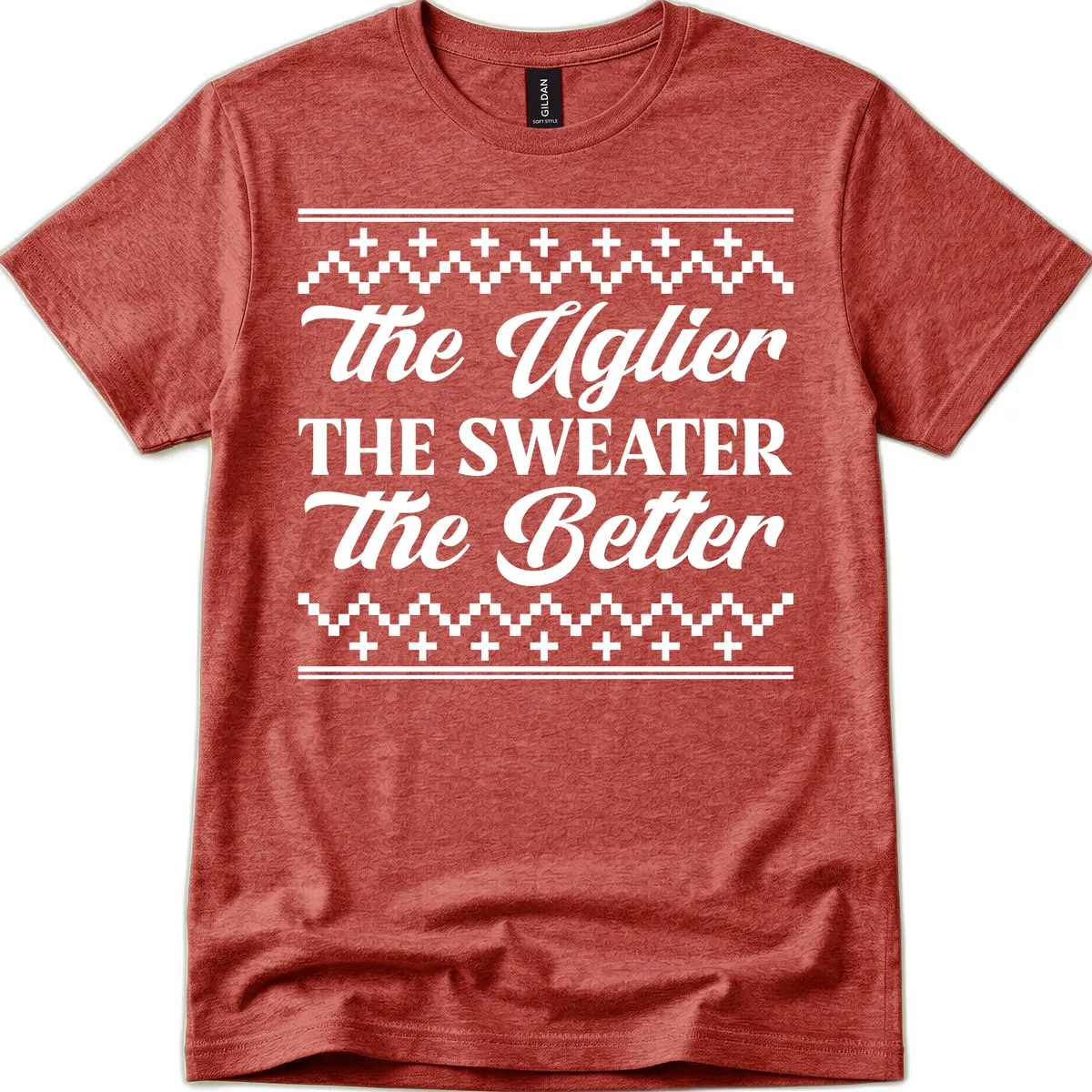 The Uglier The Sweater The Better T-Shirt in Heather Cardinal