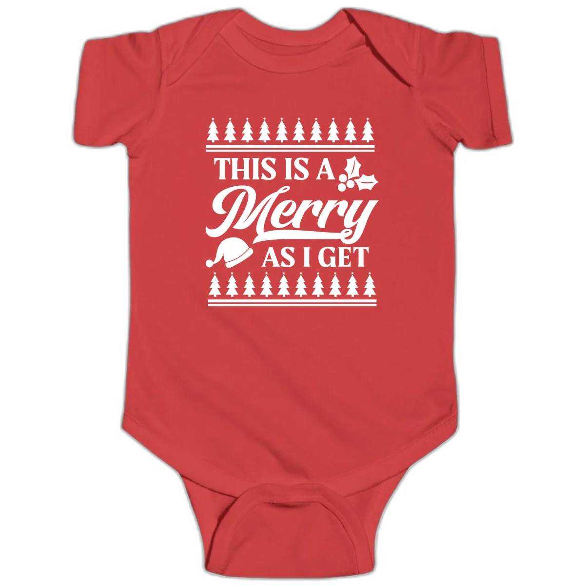 This Is A Merry As I Get Baby Onesie in Red