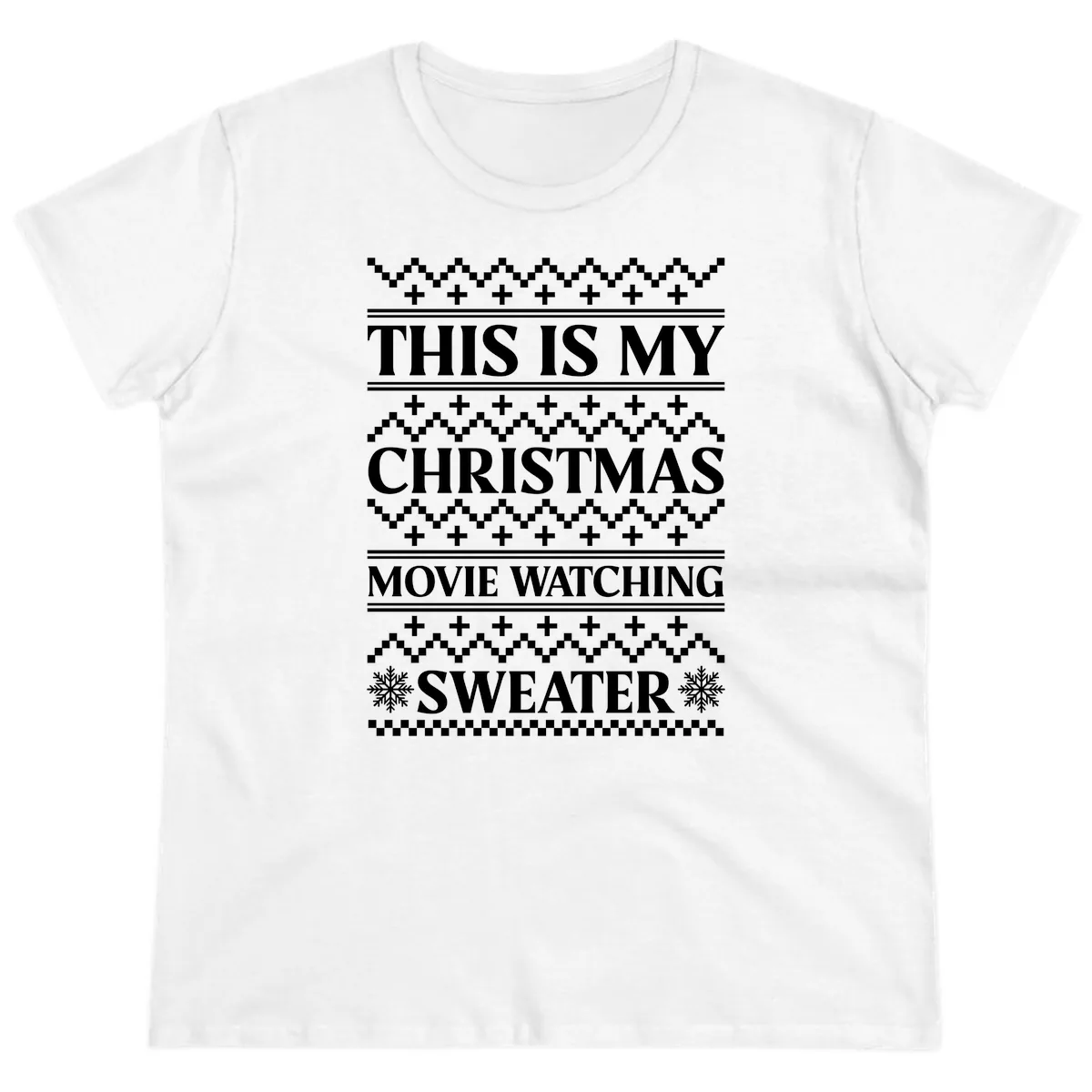 This Is My Christmas Movie Watching Sweater Ladies Tee in White