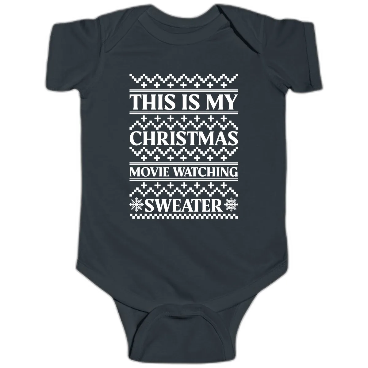 This Is My Christmas Movie Watching Sweater Baby Onesie in Black