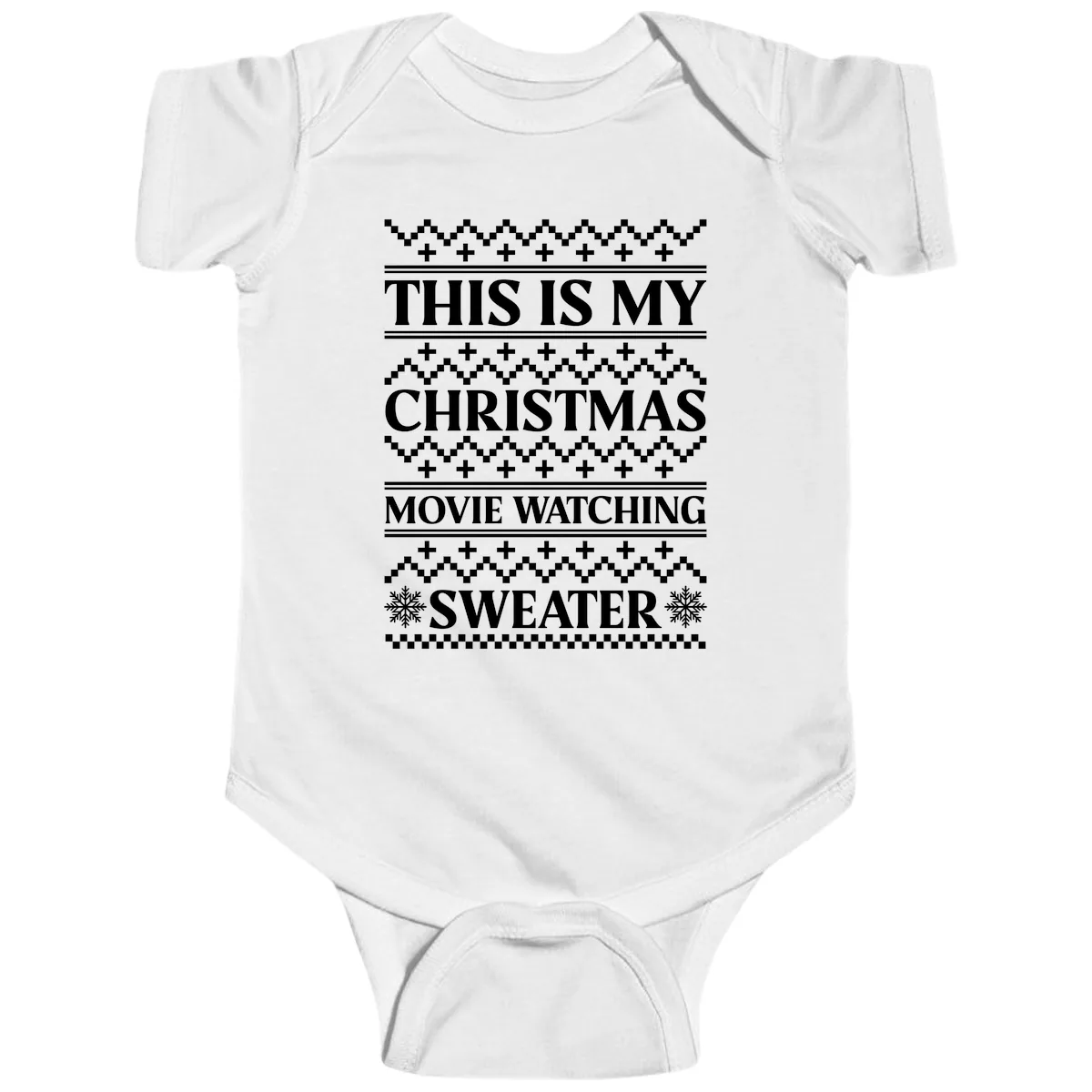 This Is My Christmas Movie Watching Sweater Baby Onesie in White