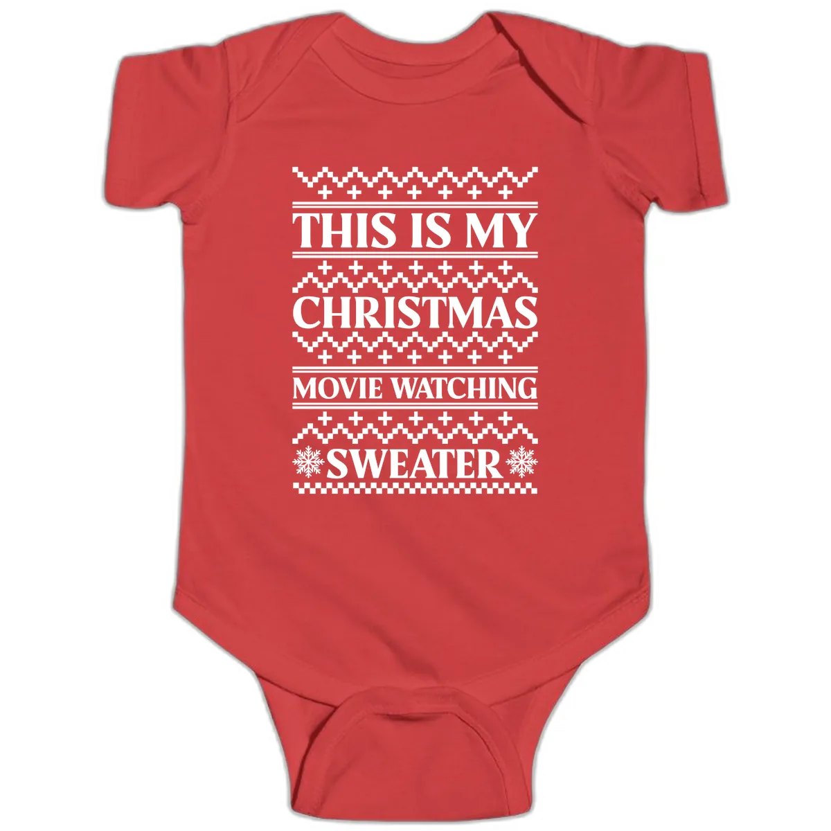 This Is My Christmas Movie Watching Sweater Baby Onesie in Red