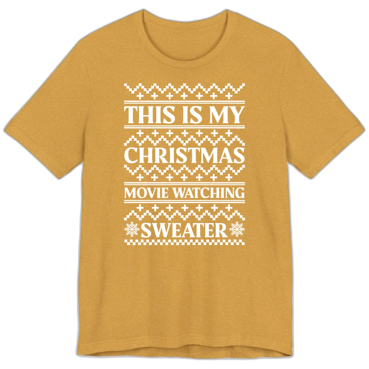 This Is My Christmas Movie Watching Sweater Premium T-Shirt in Heather Mustard