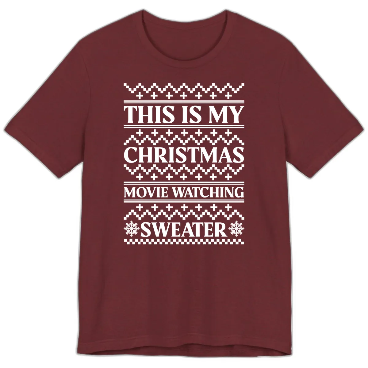 This Is My Christmas Movie Watching Sweater Premium T-Shirt in Heather Cardinal