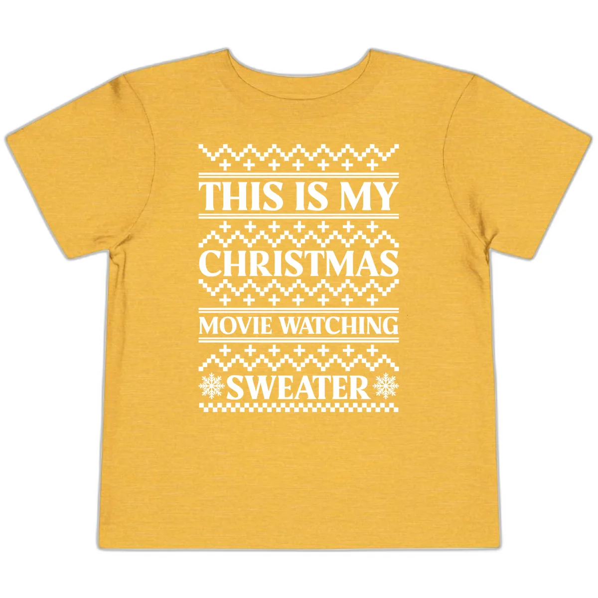 This Is My Christmas Movie Watching Sweater Toddler T-Shirt in Heather Yellow Gold