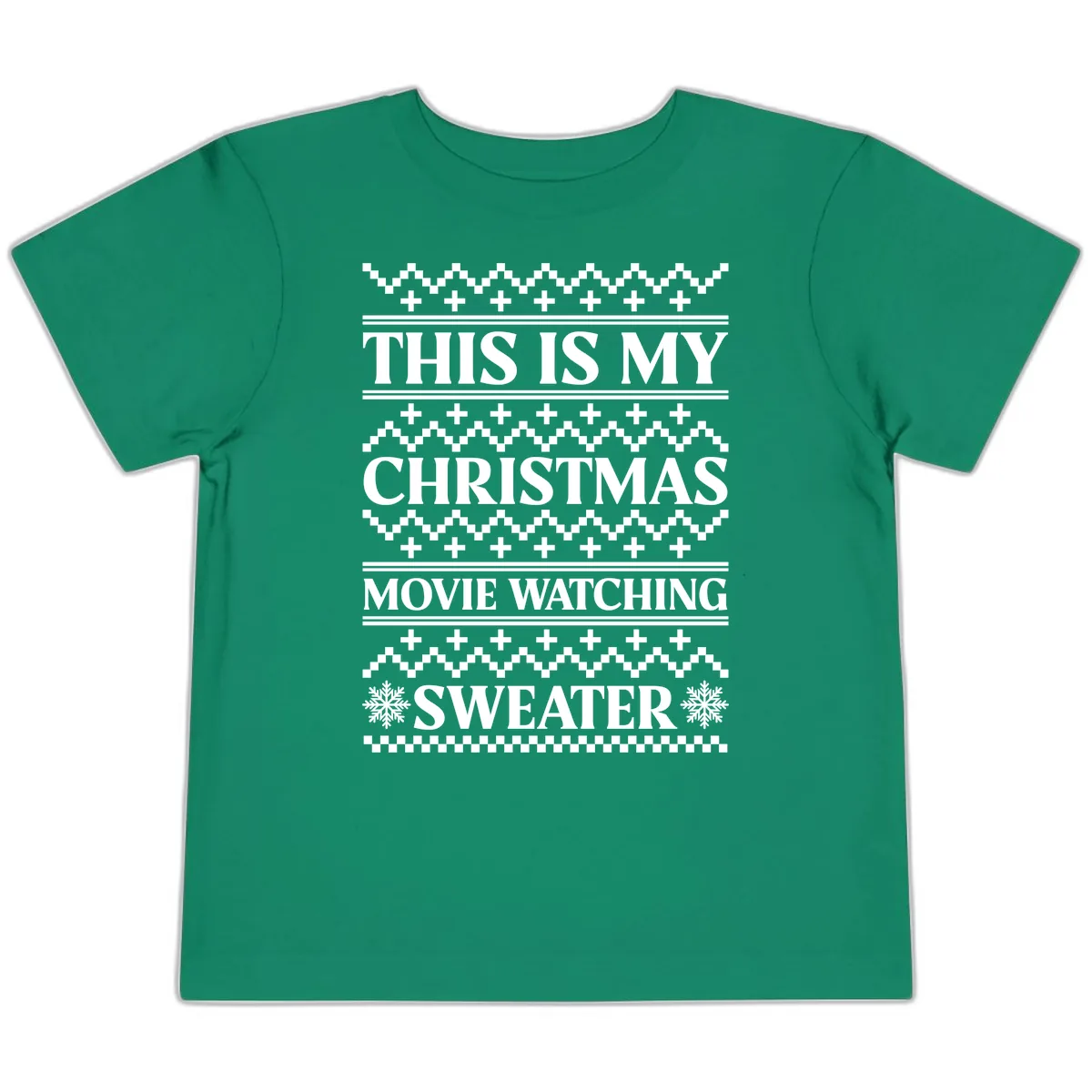 This Is My Christmas Movie Watching Sweater Toddler T-Shirt in Kelly