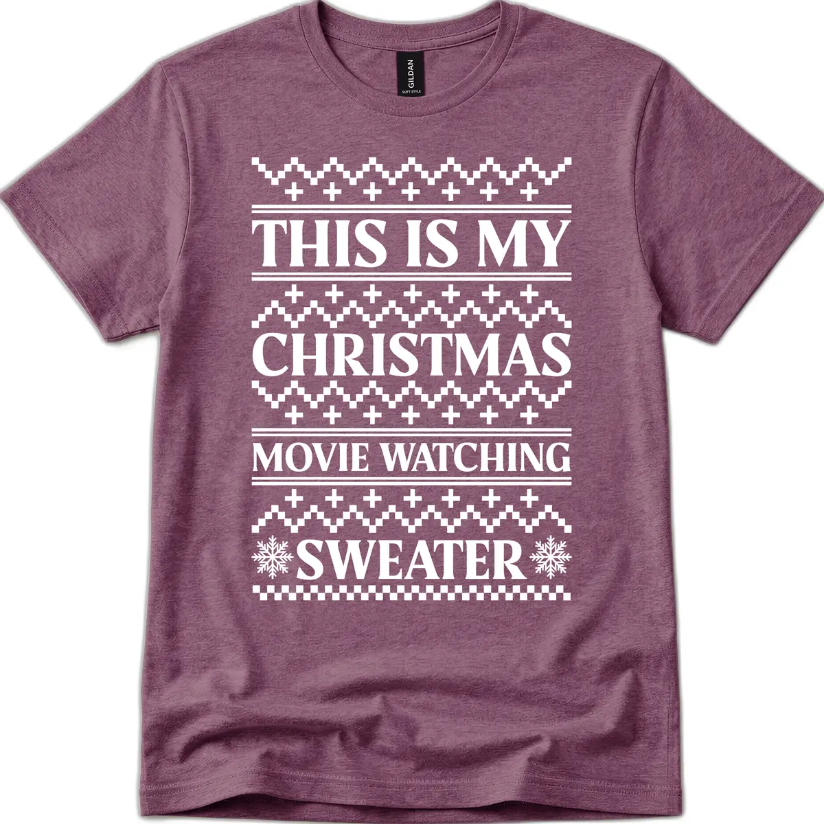 This Is My Christmas Movie Watching Sweater T-Shirt in Heather Maroon