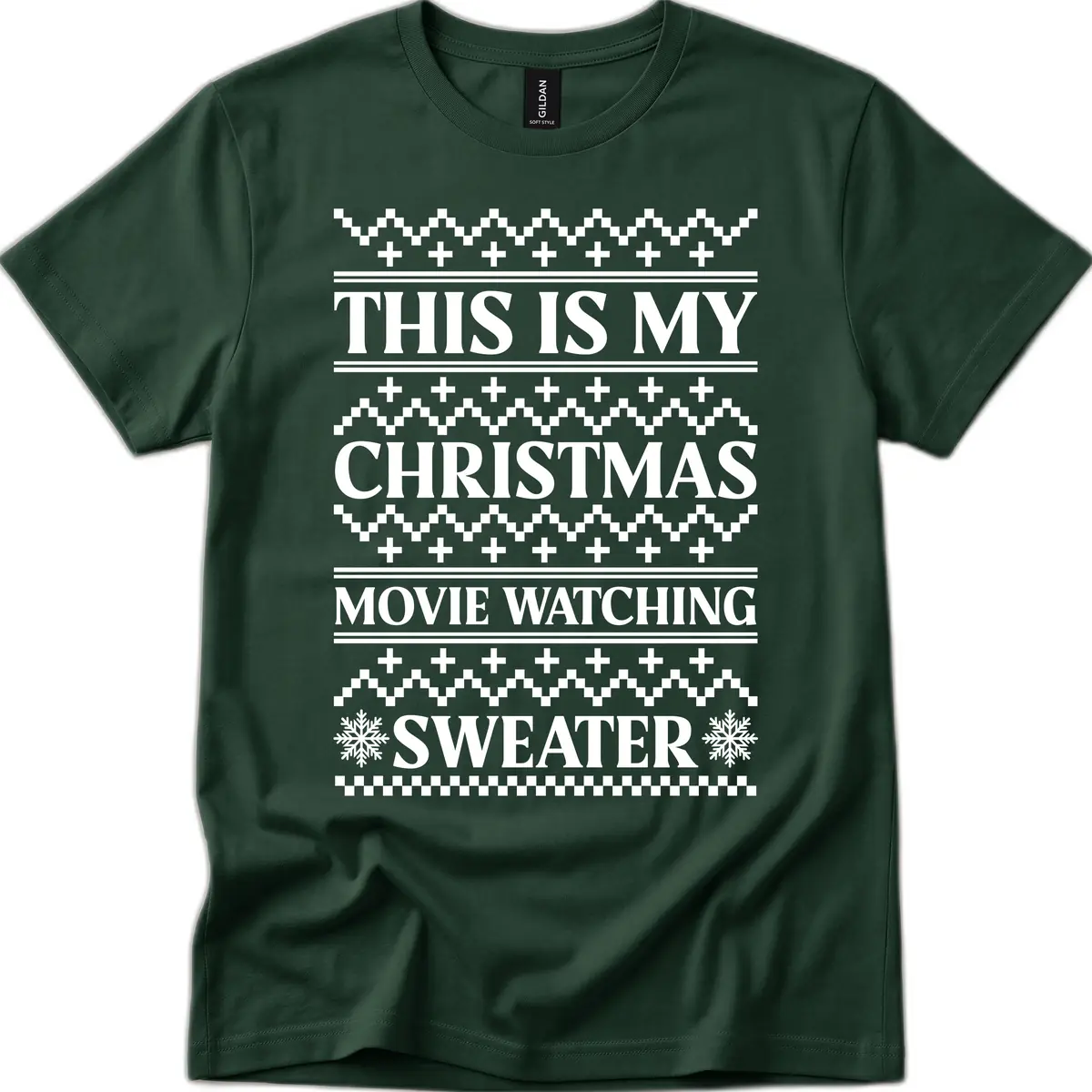 This Is My Christmas Movie Watching Sweater T-Shirt in Forest Green