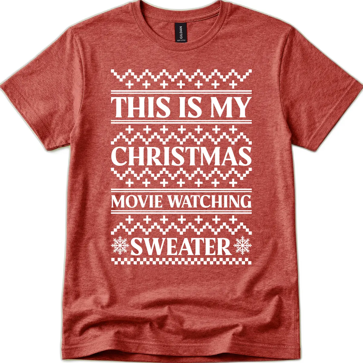 This Is My Christmas Movie Watching Sweater T-Shirt in Heather Cardinal