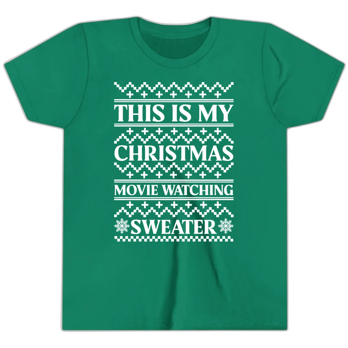 This Is My Christmas Movie Watching Sweater Youth T-Shirt in Kelly