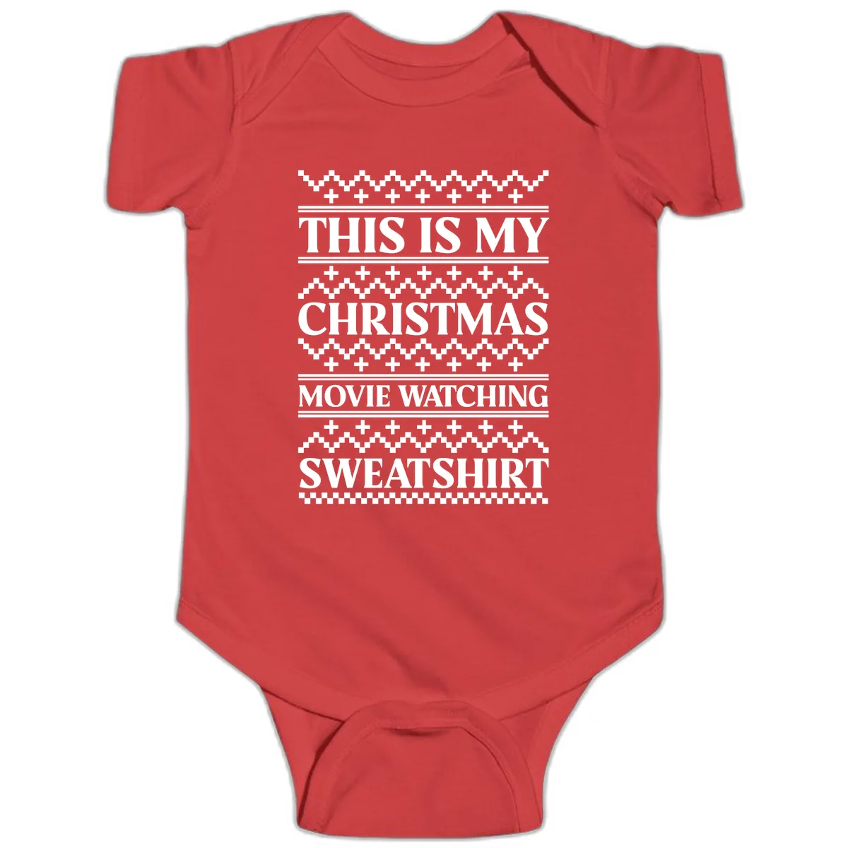 My Christmas Movie Watching Sweatshirt Baby Onesie in Red
