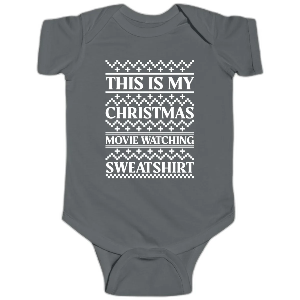 My Christmas Movie Watching Sweatshirt Baby Onesie in Charcoal