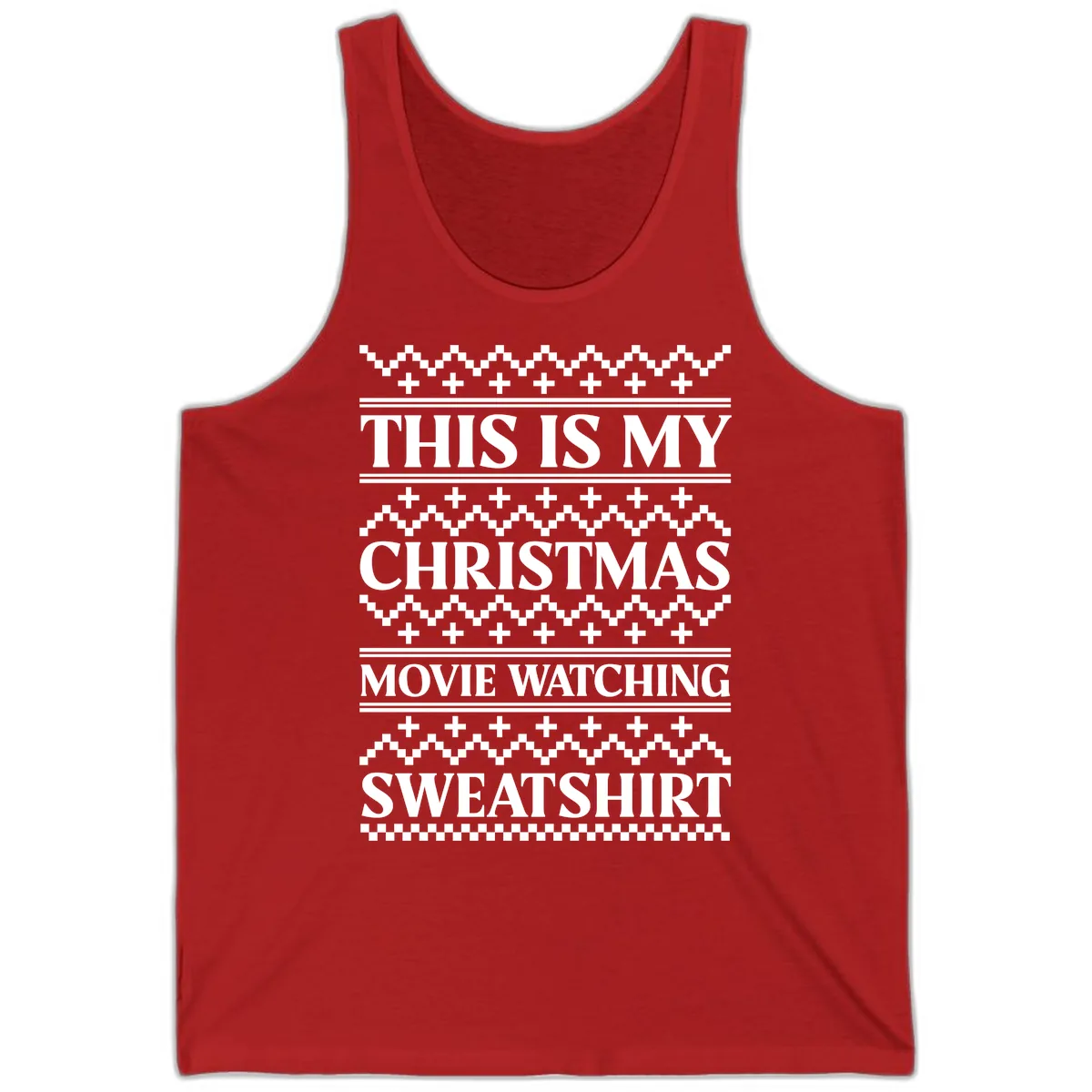 My Christmas Movie Watching Sweatshirt Tank in Red