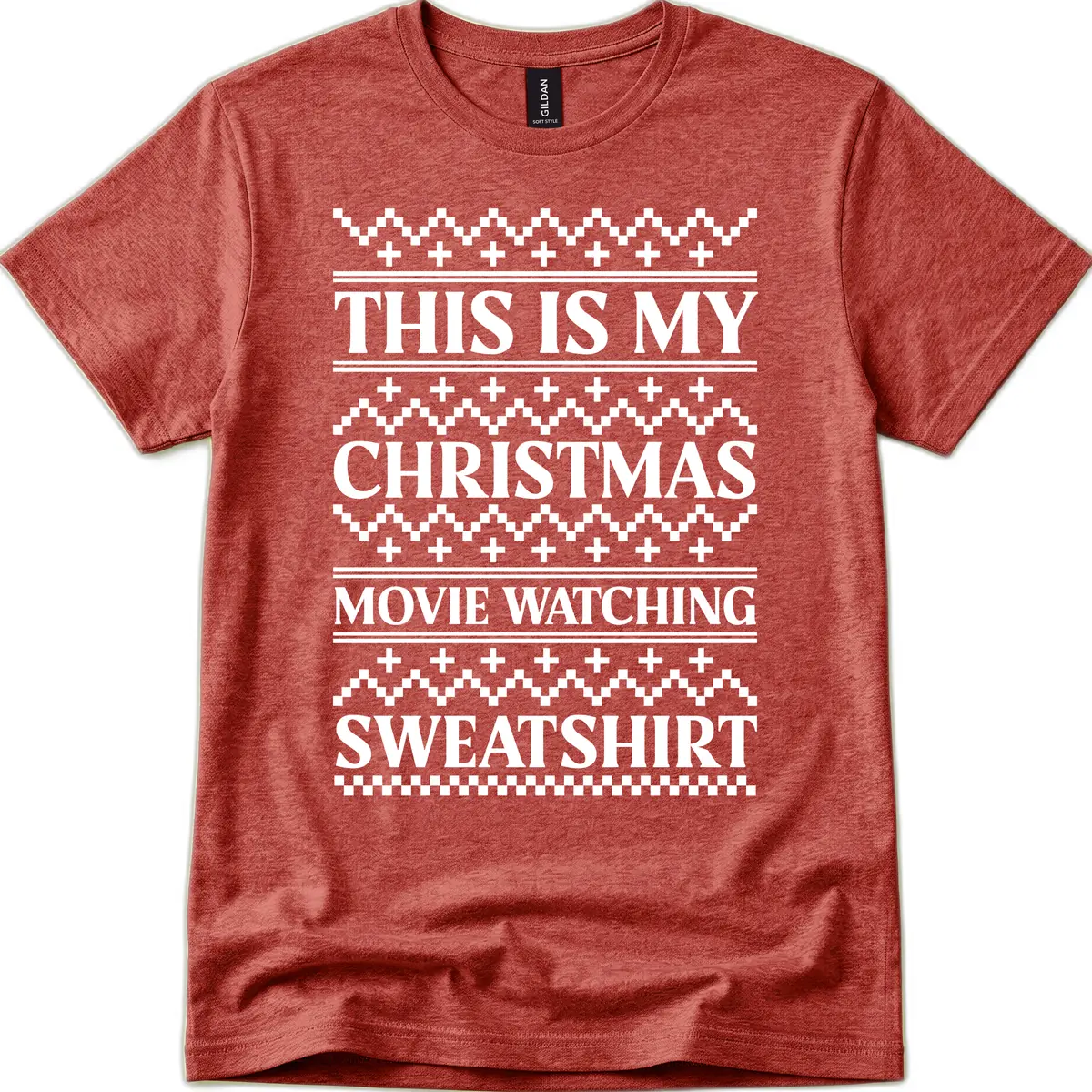 My Christmas Movie Watching Sweatshirt T-Shirt in Heather Cardinal