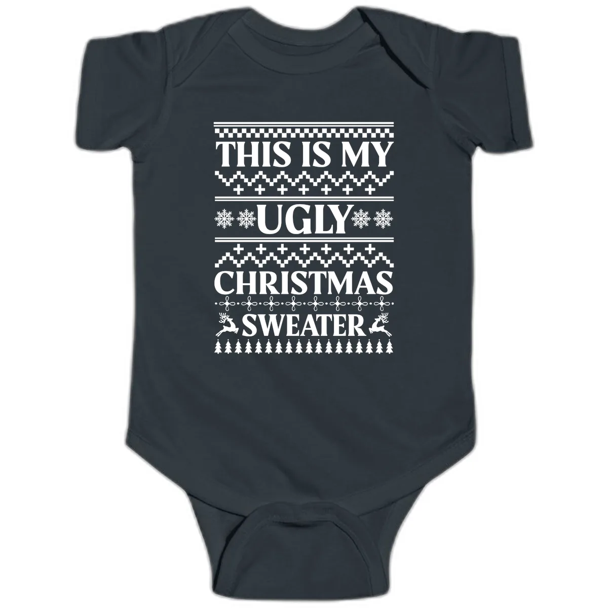 This Is My Ugly Christmas Sweater Baby Onesie in Black