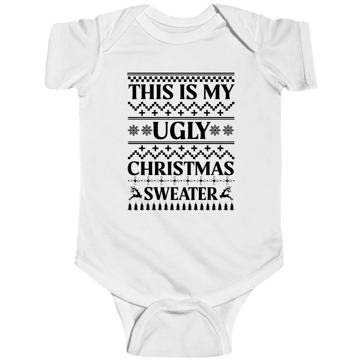 This Is My Ugly Christmas Sweater Baby Onesie in White