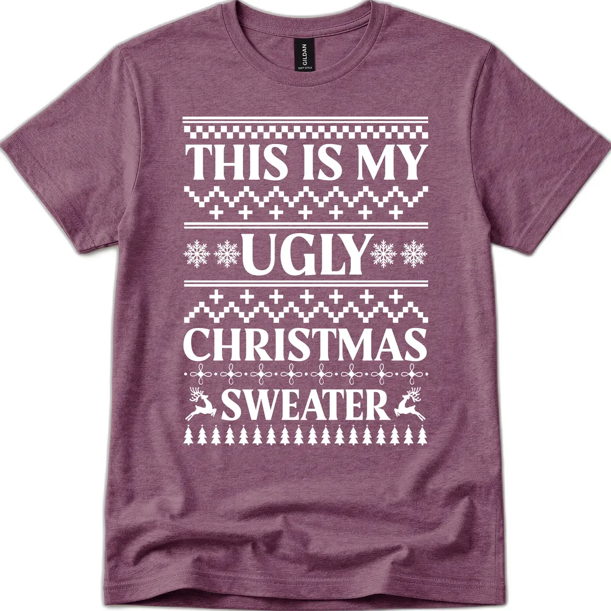 This Is My Ugly Christmas Sweater T-Shirt in Heather Maroon