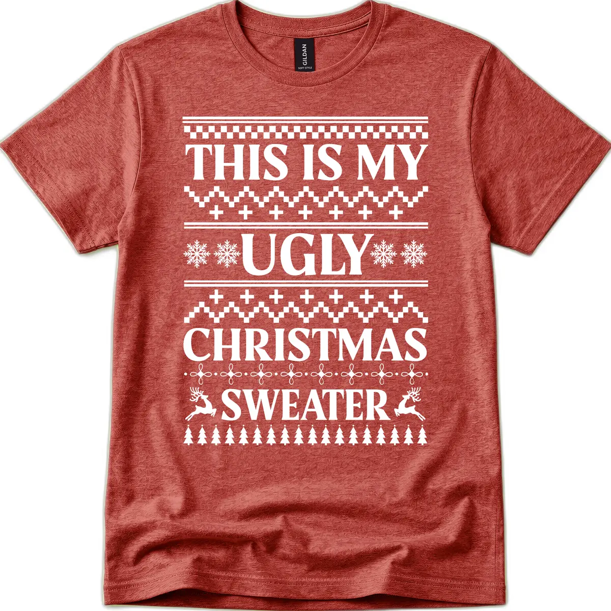 This Is My Ugly Christmas Sweater T-Shirt in Heather Cardinal