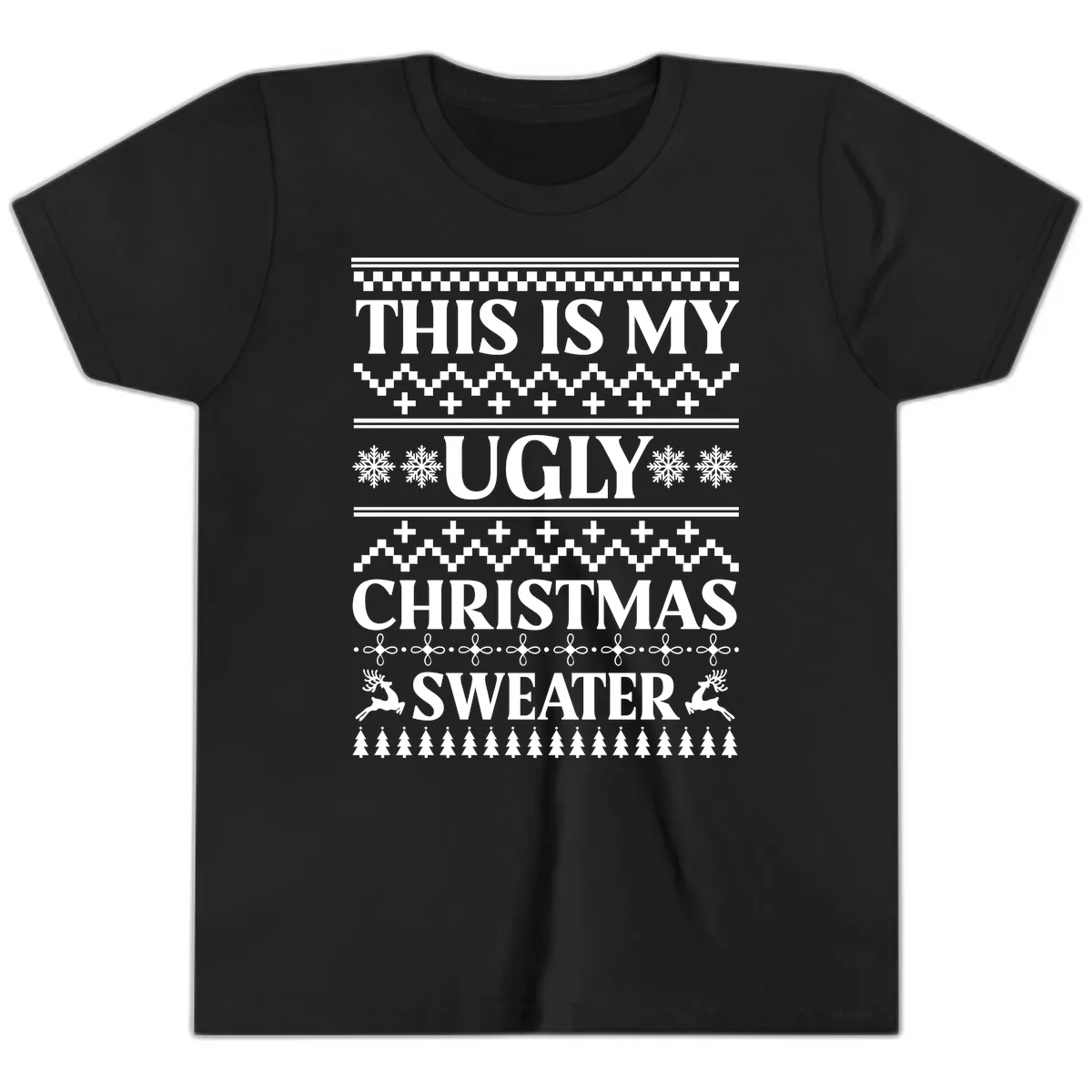 This Is My Ugly Christmas Sweater Youth T-Shirt in Black
