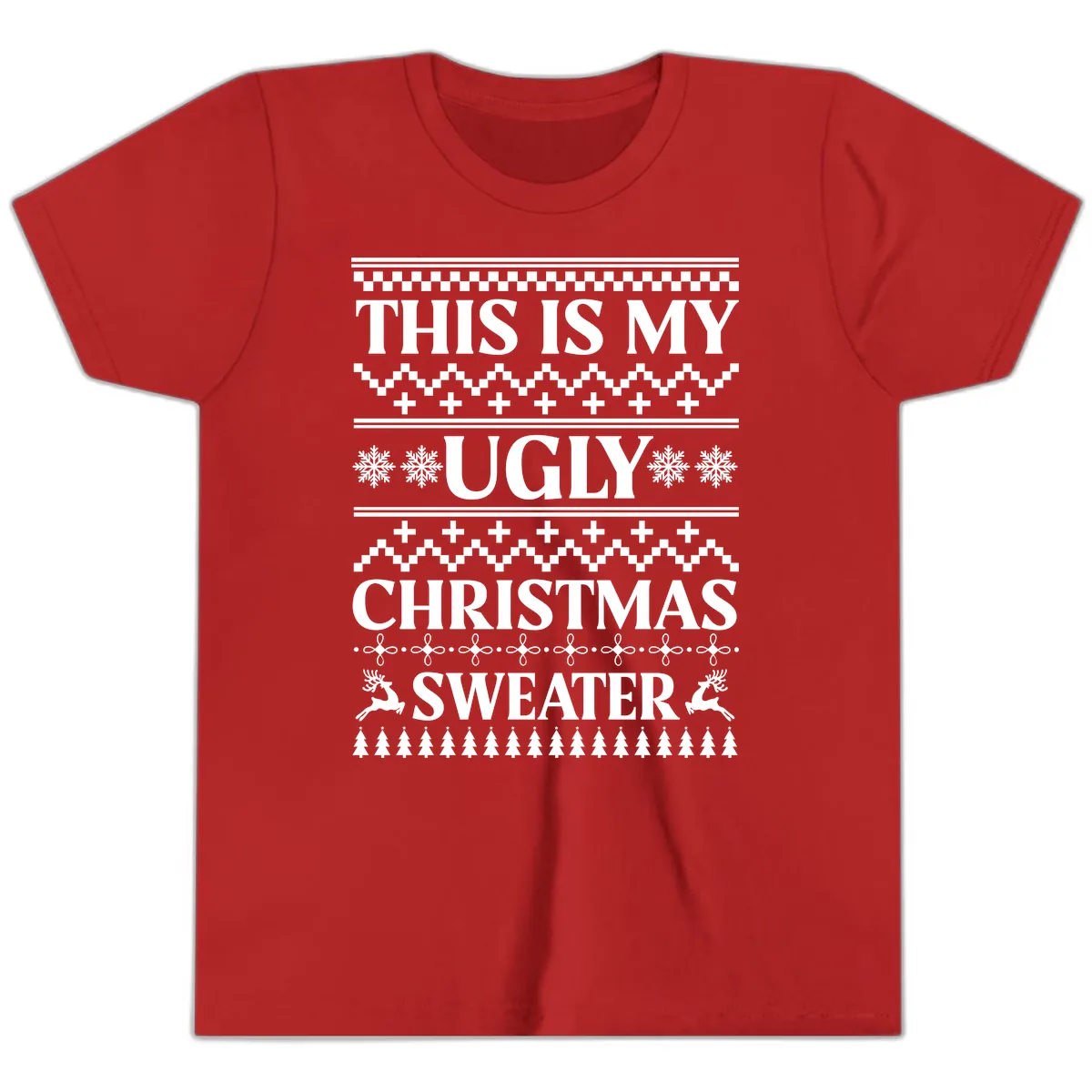 This Is My Ugly Christmas Sweater Youth T-Shirt in Red