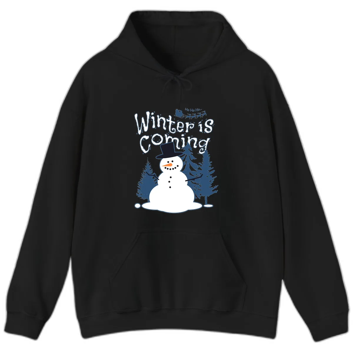 Winter Is Coming Snowman Hoodie in Black
