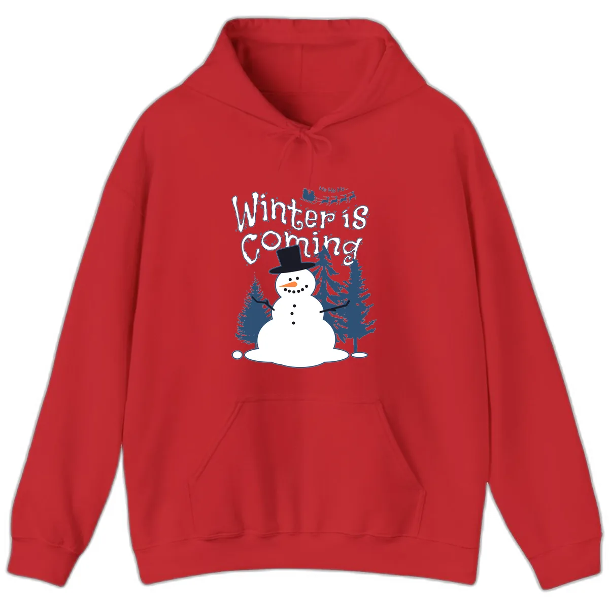 Winter Is Coming Snowman Hoodie in Red