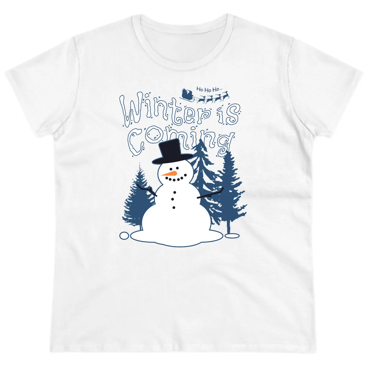 Winter Is Coming Snowman Ladies Tee in White