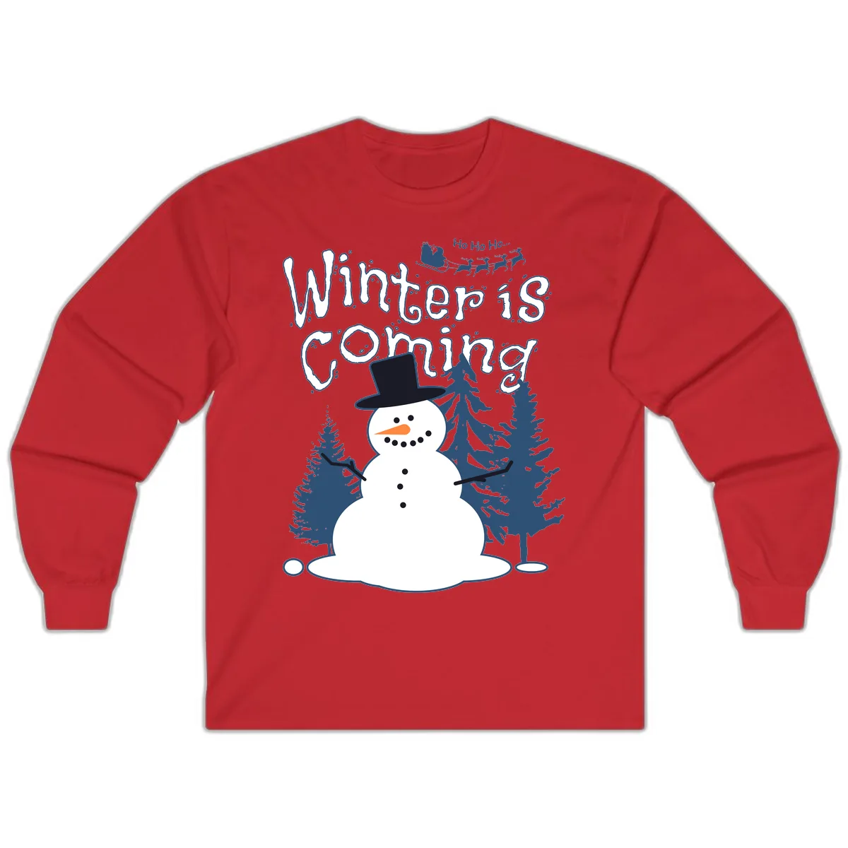 Winter Is Coming Snowman Long Sleeve in Red