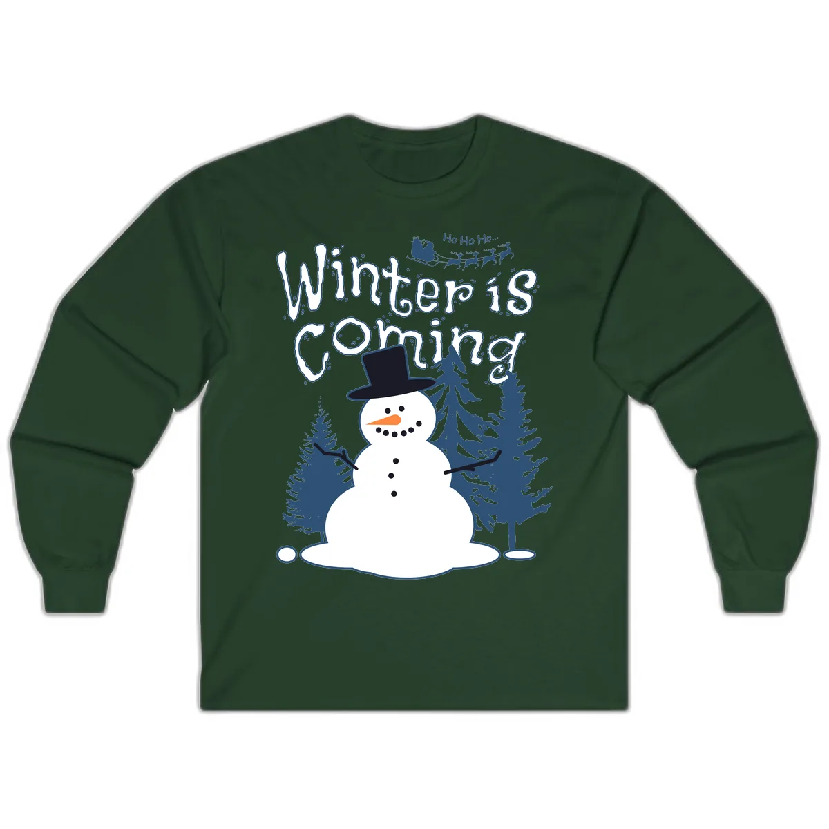 Winter Is Coming Snowman Long Sleeve in Forest Green