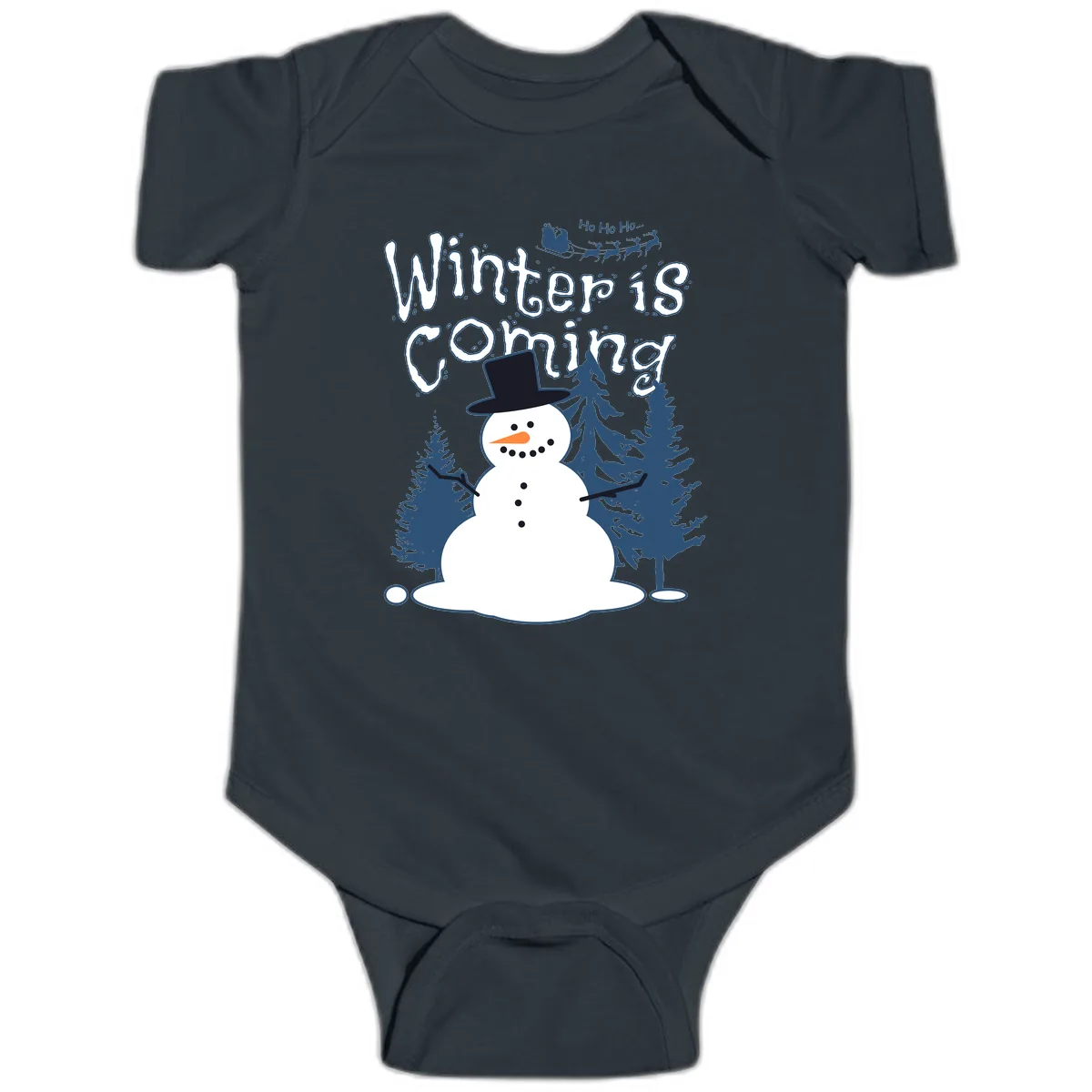 Winter Is Coming Snowman Baby Onesie in Black