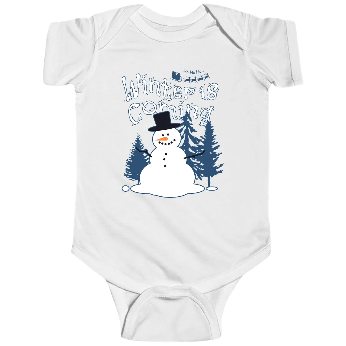 Winter Is Coming Snowman Baby Onesie in White