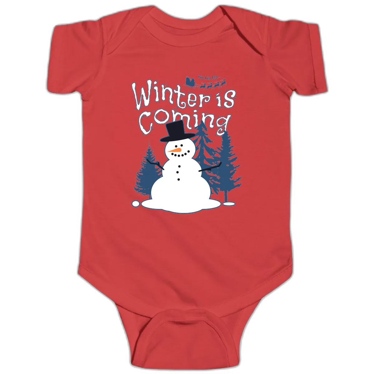 Winter Is Coming Snowman Baby Onesie in Red