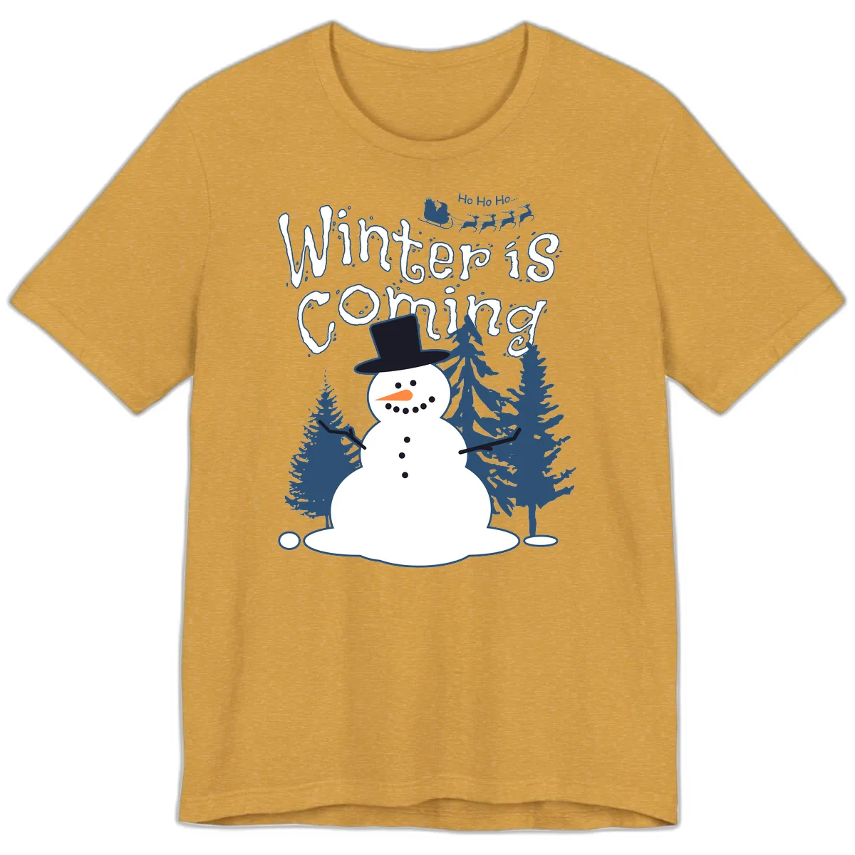 Winter Is Coming Snowman Premium T-Shirt in Heather Mustard