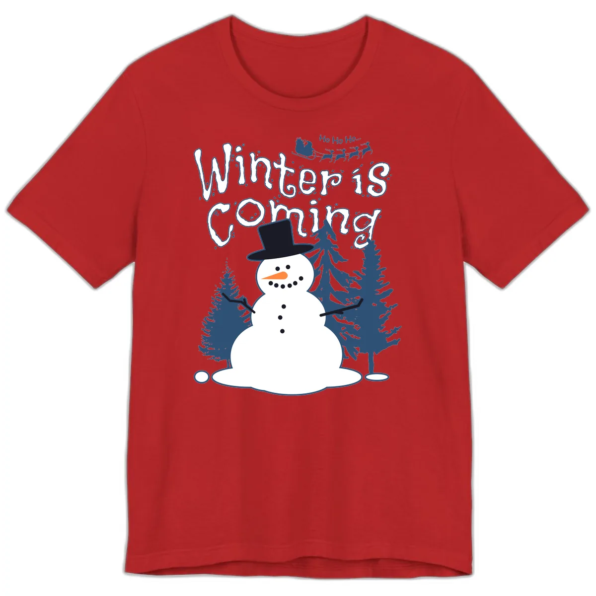 Winter Is Coming Snowman Premium T-Shirt in Red