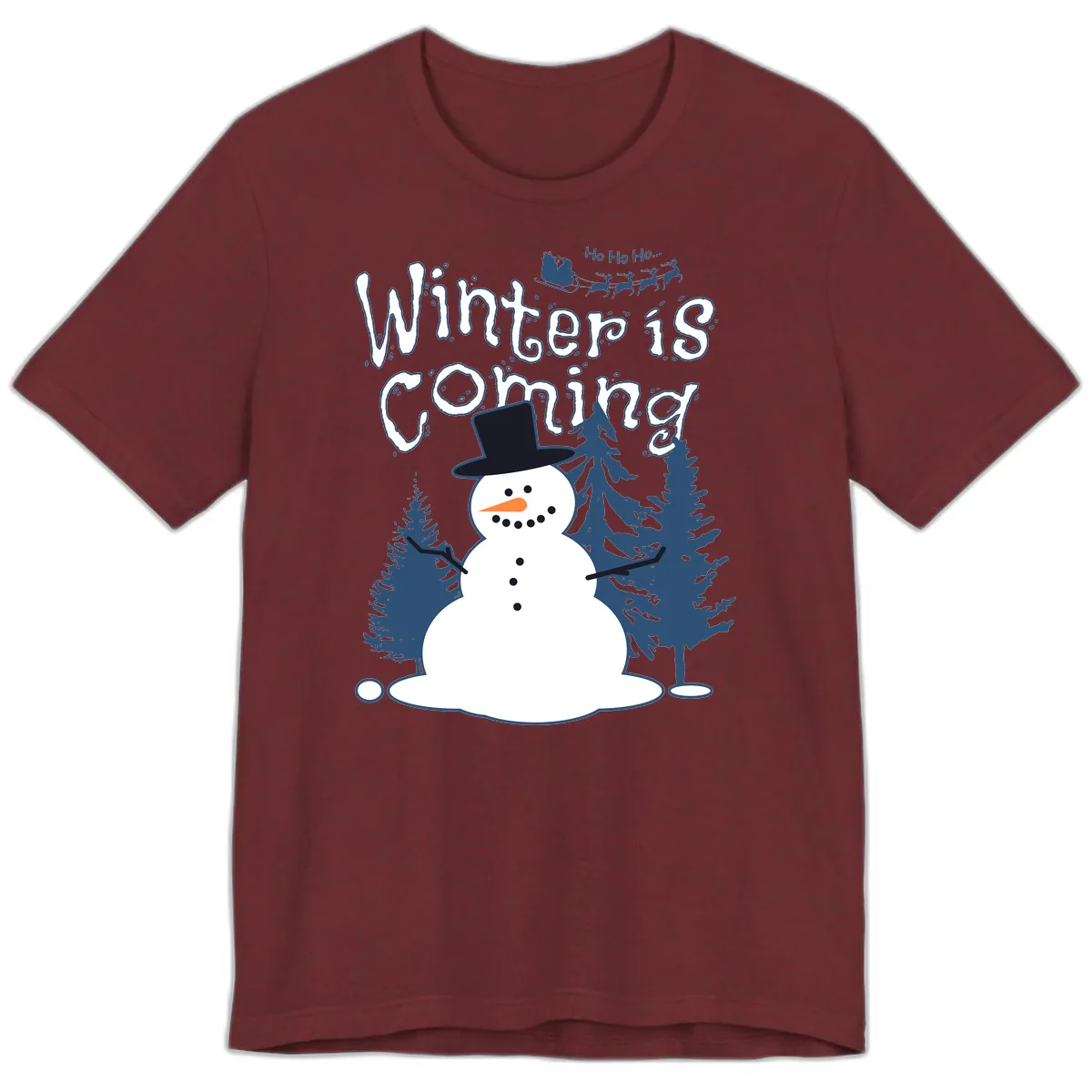 Winter Is Coming Snowman Premium T-Shirt in Heather Cardinal