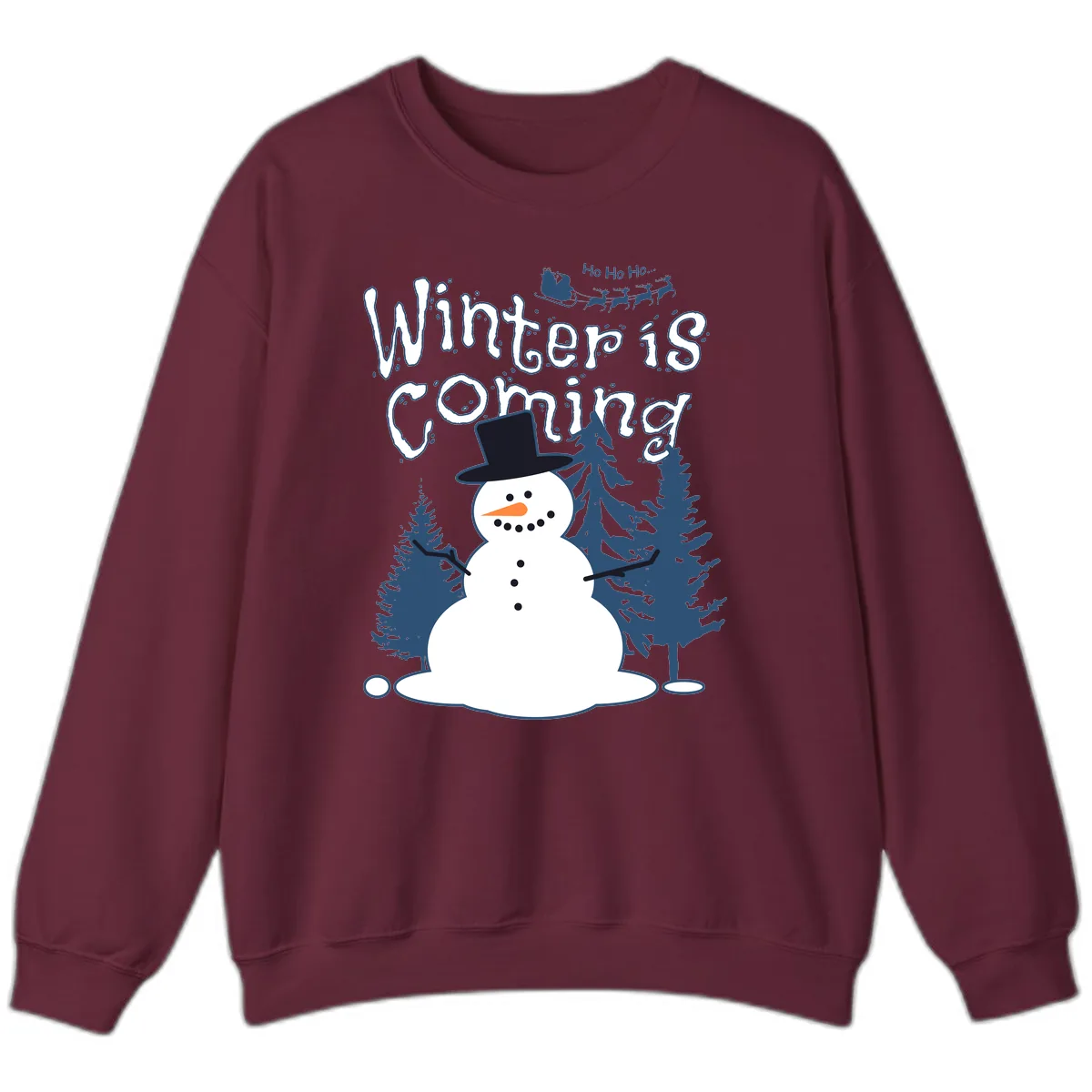 Winter Is Coming Snowman Sweatshirt in Maroon
