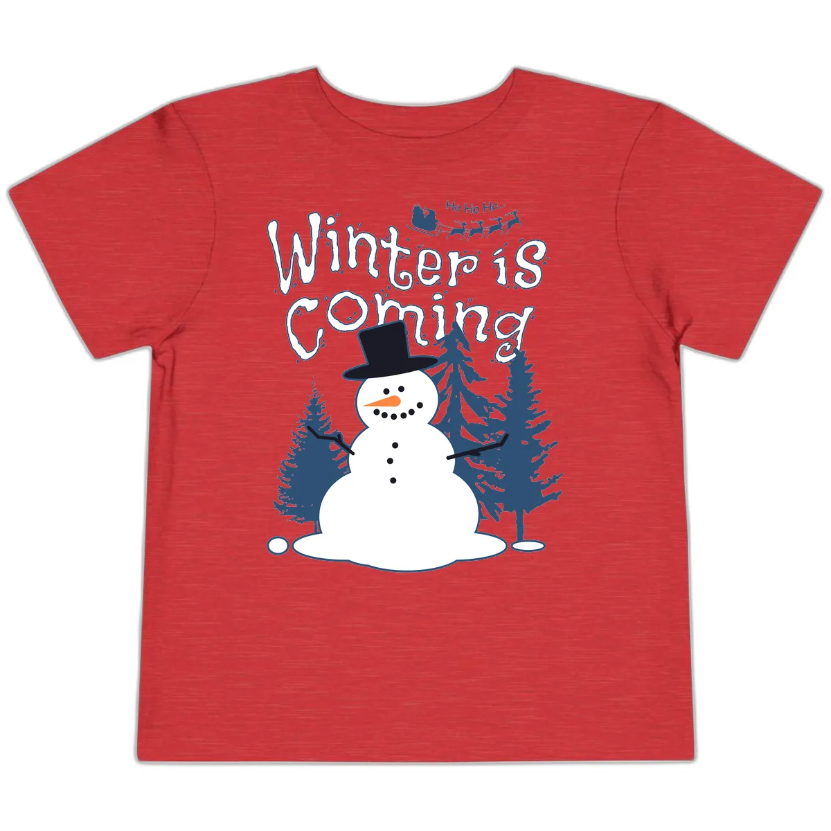 Winter Is Coming Snowman Toddler T-Shirt in Heather Red
