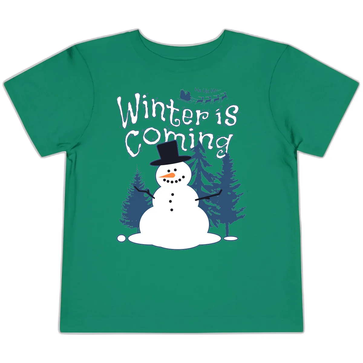 Winter Is Coming Snowman Toddler T-Shirt in Kelly